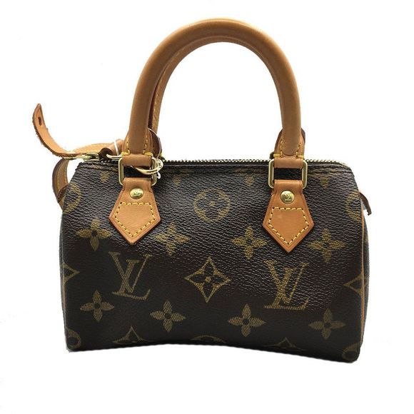 Louis Vuitton Mini Speedy Handbag PVC Coated Canvas Monogram Brown - Picture 1 of 7